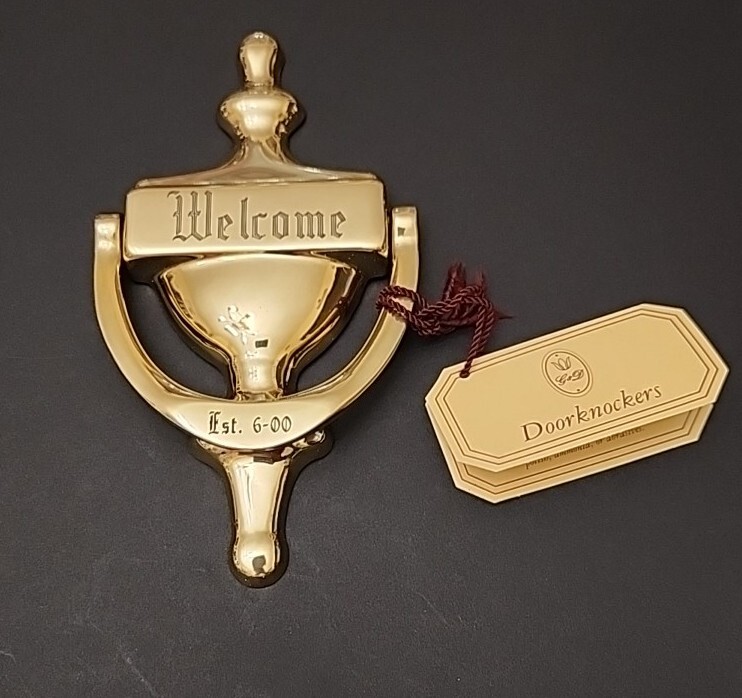 G & D Solid Brass Welcome Door Knocker Hardware Made in Spain Personalized