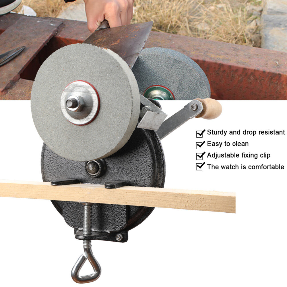 6” Hand Grinder Bench Mount Hand Crank Grinder Sharpener Tool Knives Sharpener
