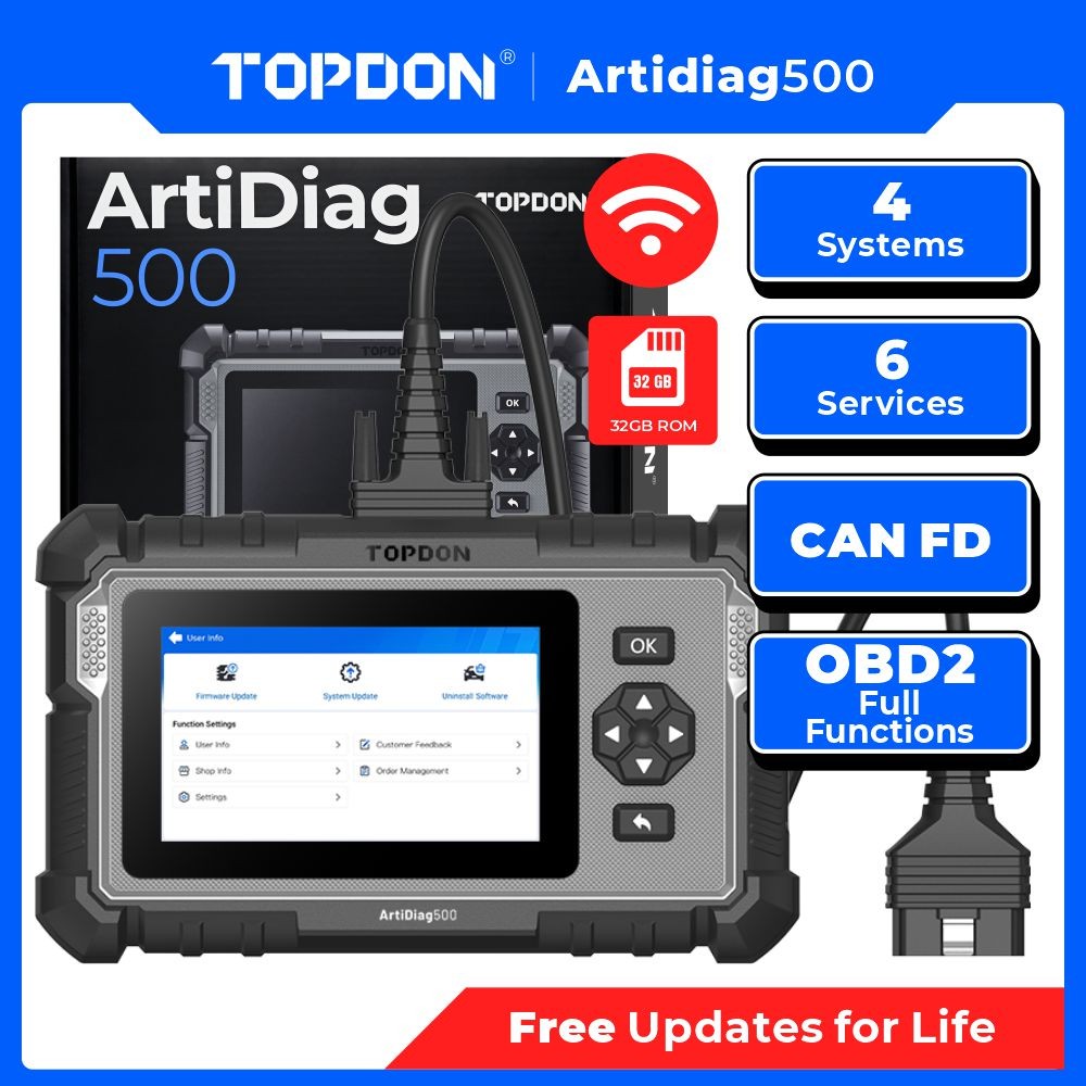 TOPDON ArtiDiag500 ABS Bleeding SRS SAS OBD2 Code Reader Scanner Diagnostic Tool