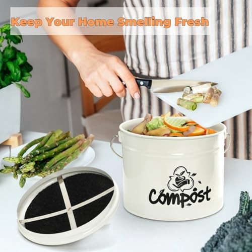Small Kitchen Compost Bin, 1 Gallon Odorless Composter Container, Food Waste