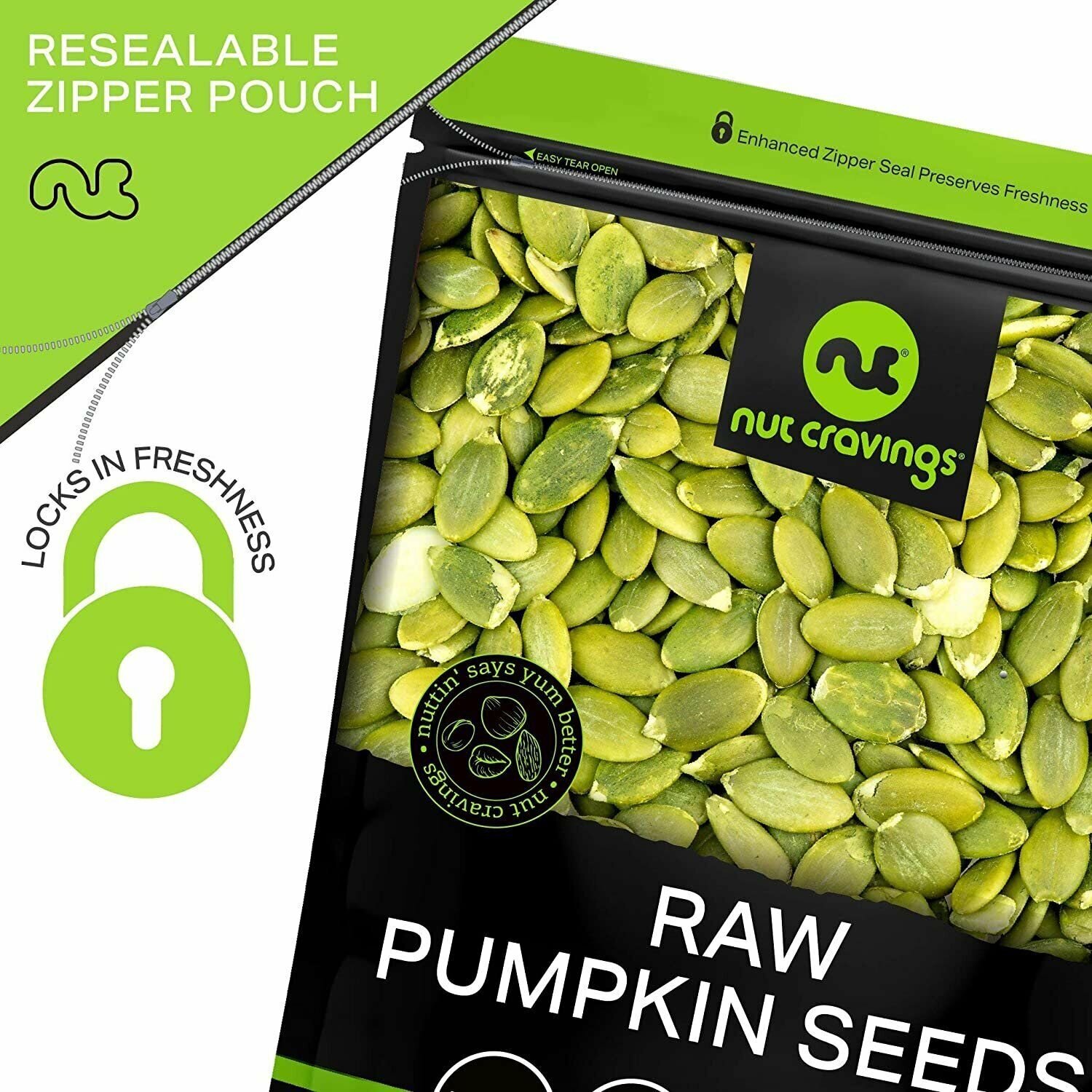 Nut Cravings - Raw Pumpkin Seeds Pepitas, Unsalted, Shelled, (80oz - 5 LB)...