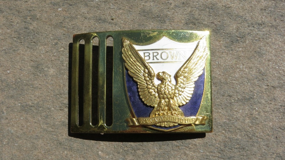 WW2 Era Brown Military Academy Enamel Belt Buckle