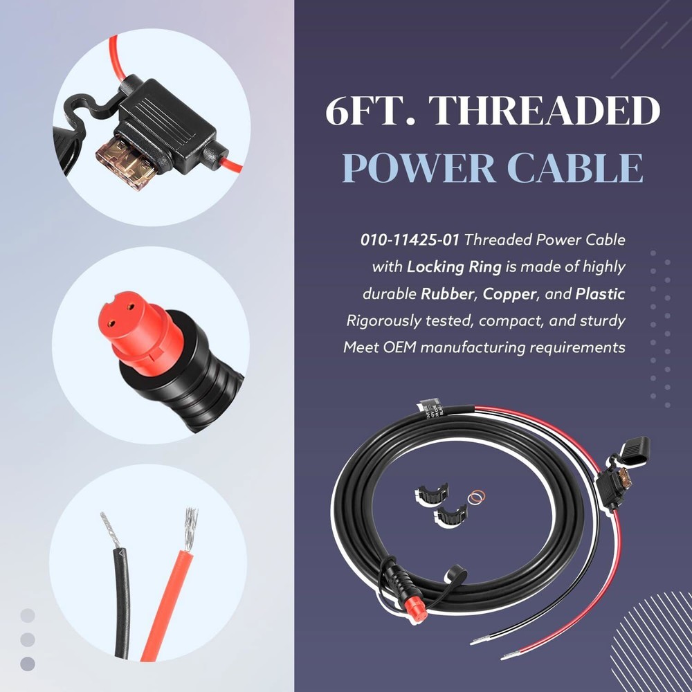 010-11425-01 Threaded Power Cable for Garmin GLS 10 Sonar Module, GPSMAP 6200