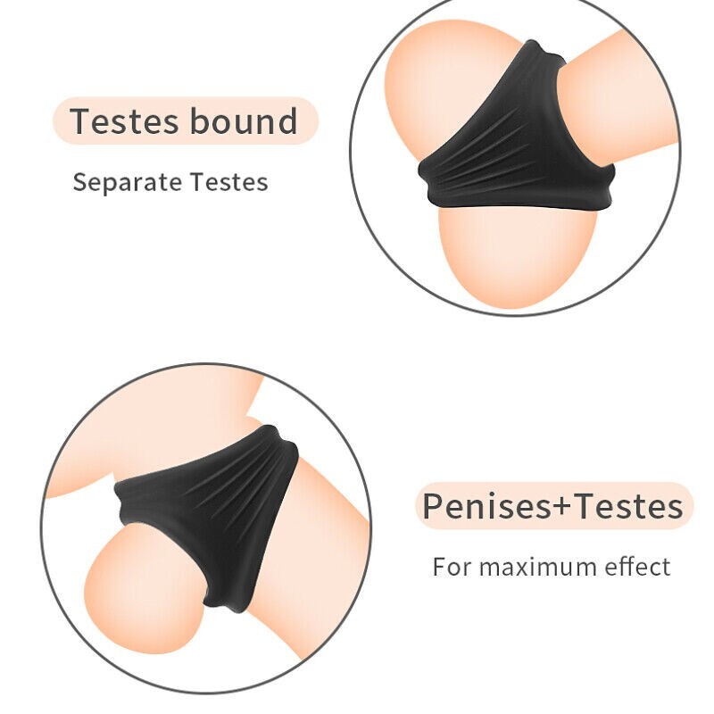 Ball Stretcher Enhancer Squeeze Scrotum Testicle Silicone Ring Delay Ejaculation