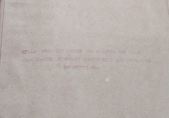 Operating Instructions for TT-12 Conveyor System for AH-12 Aircraft