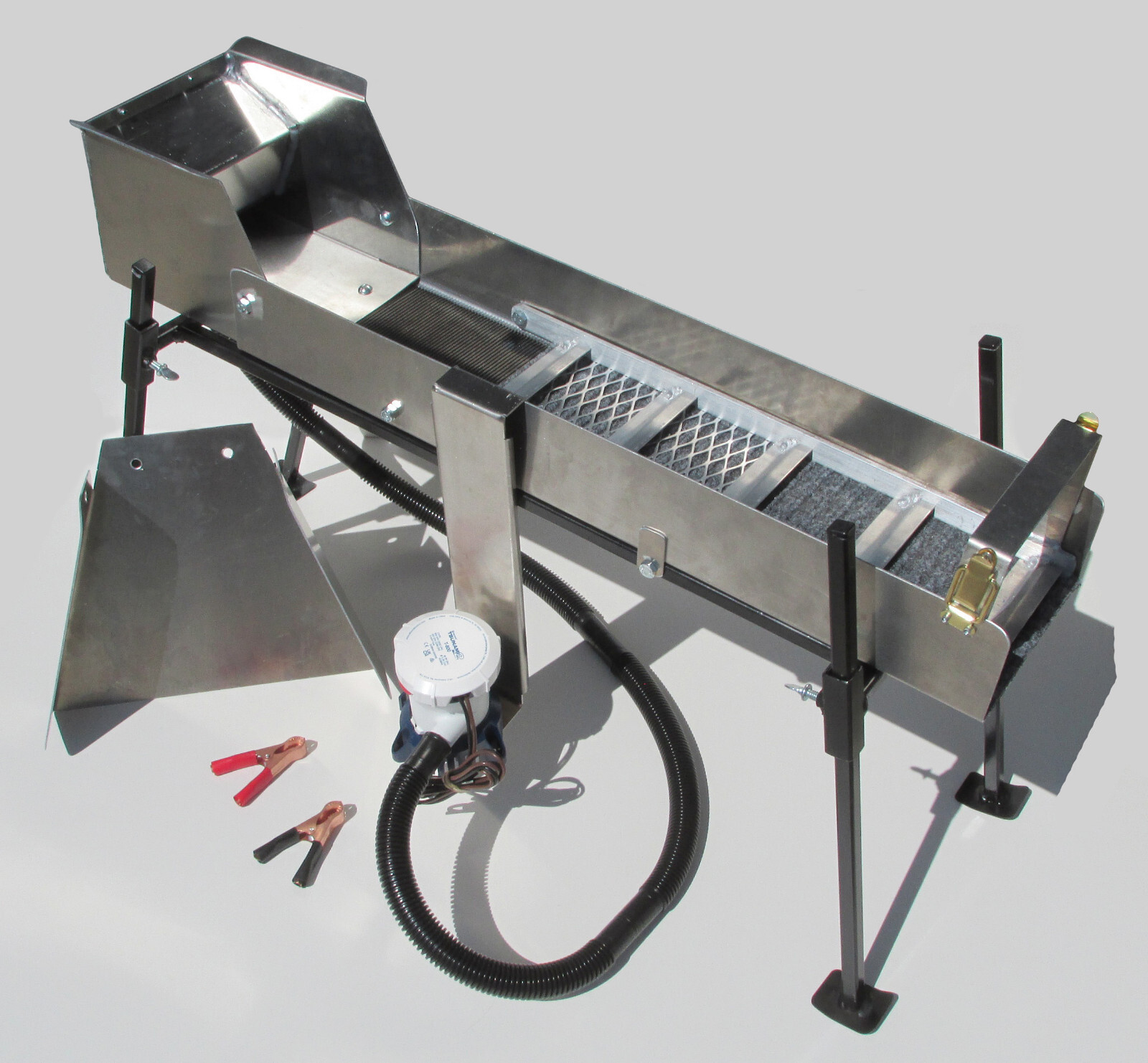 6" Mini Power Sluice Set Up Kit with Pump, Flare, Stand - Gold Mining Equipment