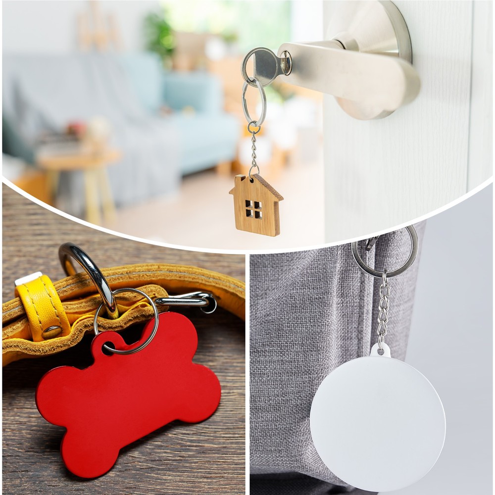 30Pcs Split Keychain Rings, 30mm Round Flat Key Holder Side Push Keyring, White