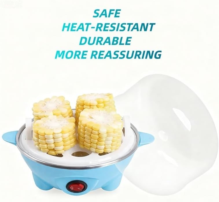 Electric Egg Cooker 6‑Egg Steamer with Auto Shut‑Off, Blue, Multi‑Function