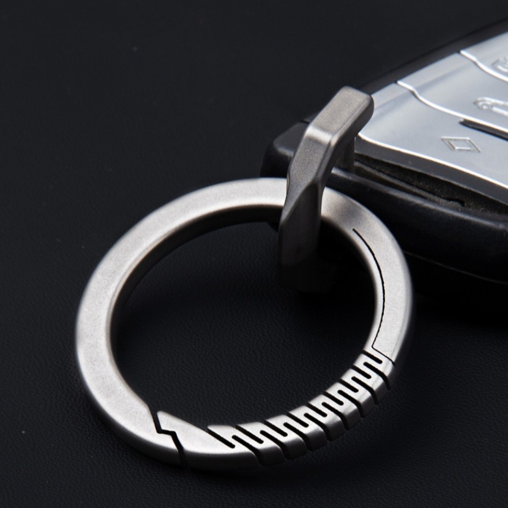 Titanium Alloy Spring Key Ring Clip with Leather Strap Portable Removable