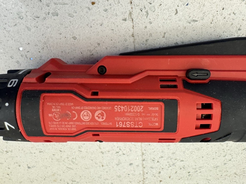 Snap-on Red Micro Lithium CTSS761 14.4V 1/4" Hex Inline Screwdriver TOOL ONLY