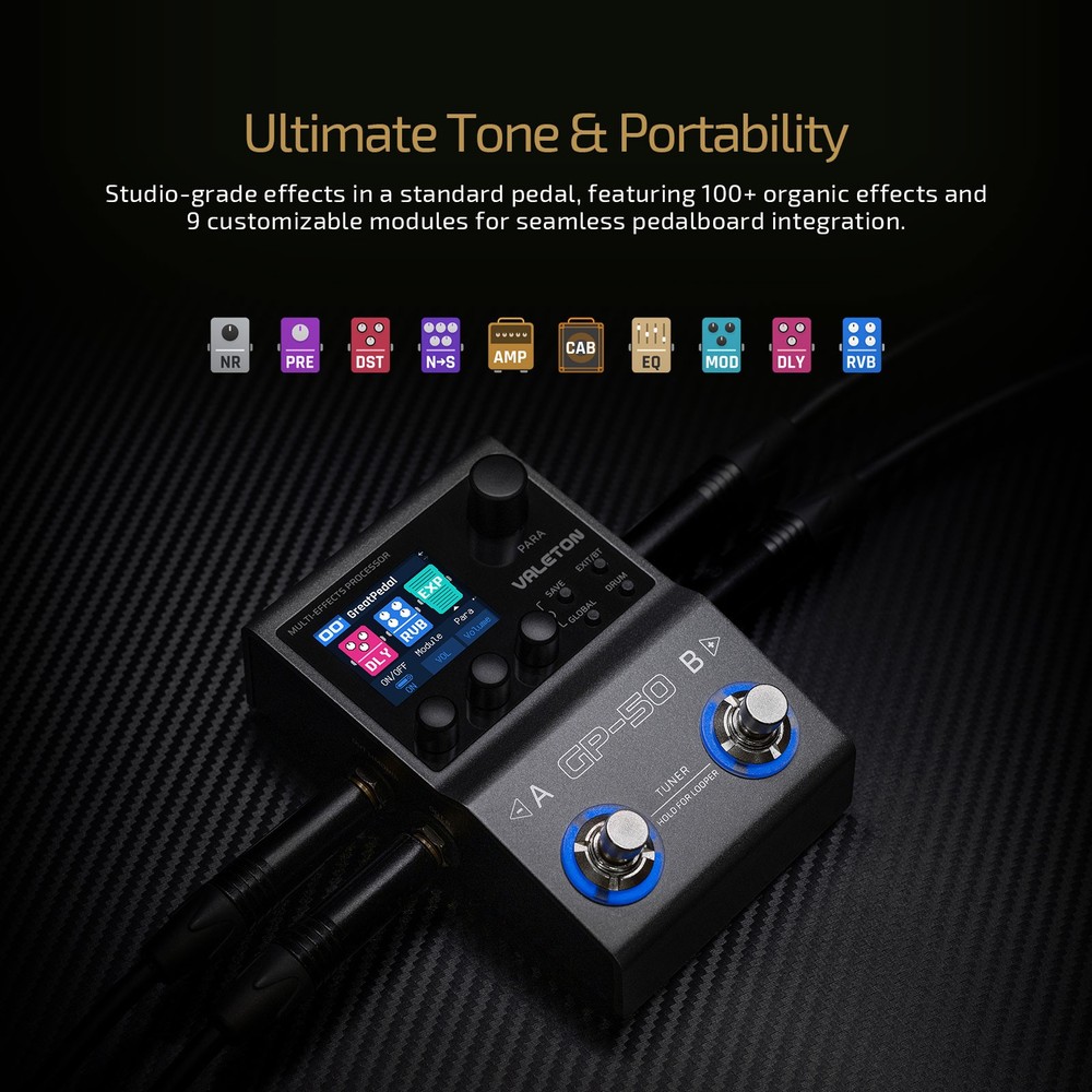 Valeton GP-50 Multi-Effects Processor | NAM & IR Loader for Guitar/Bass