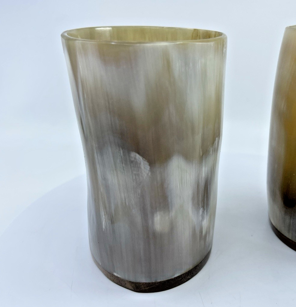 Pair Natural Buffalo Horn Mug Beer Wine Water Drinking Cup Home Decor
