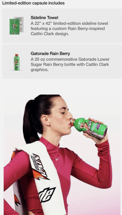 Caitlin Clark x Gatorade Limited Edition Capsule Rain Berry & Sideline Towel