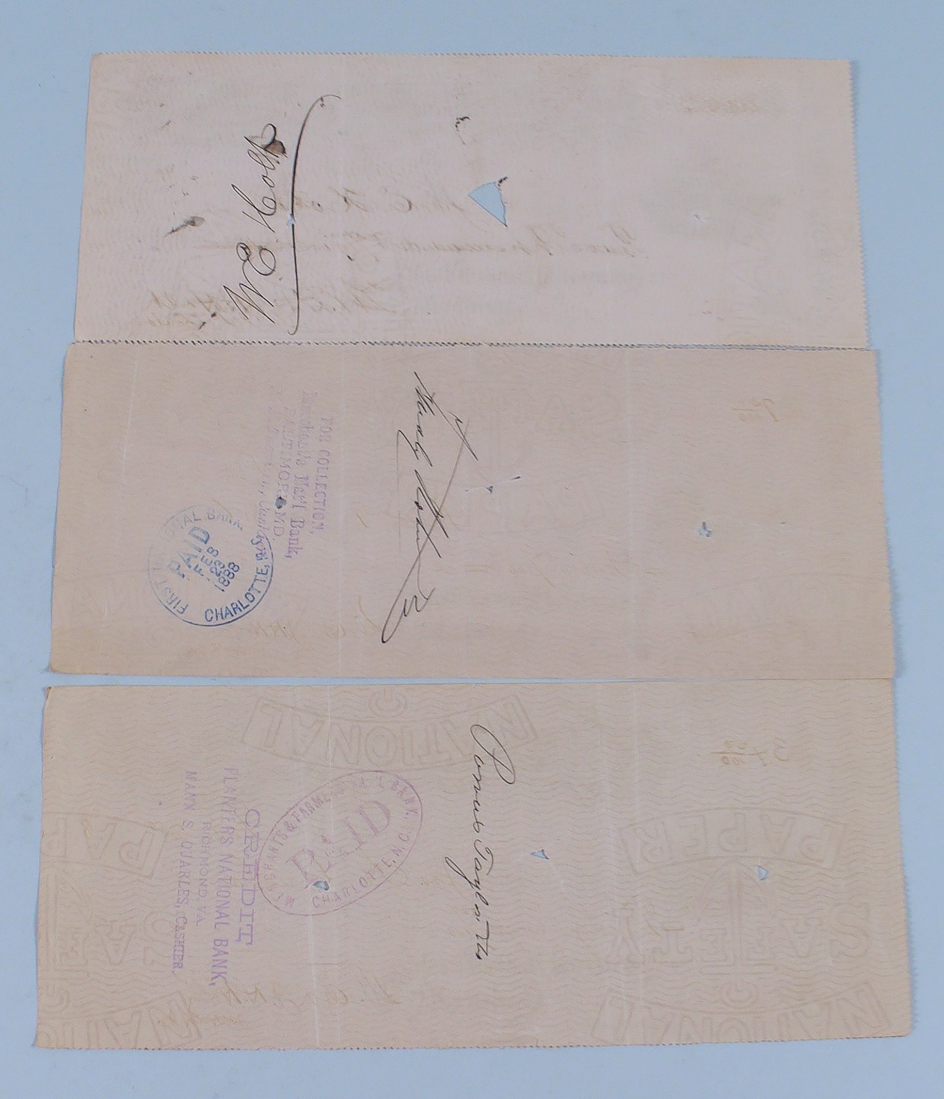 WHOLESALE Lot 100 Bank Checks Glencoe Cotton Mills Burlington, NC 1880's/1890s