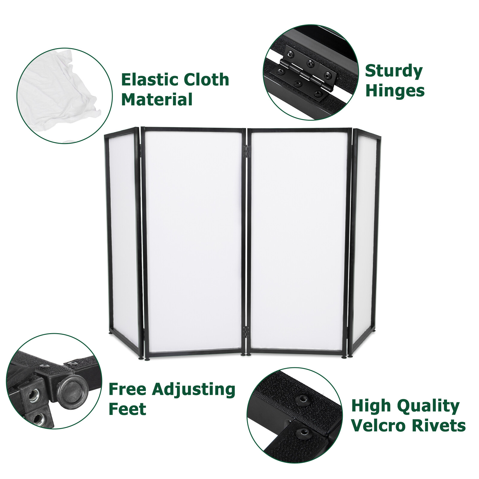 DJ Event Facade White/Black Scrim Metal Frame Booth +Travel Bag Case