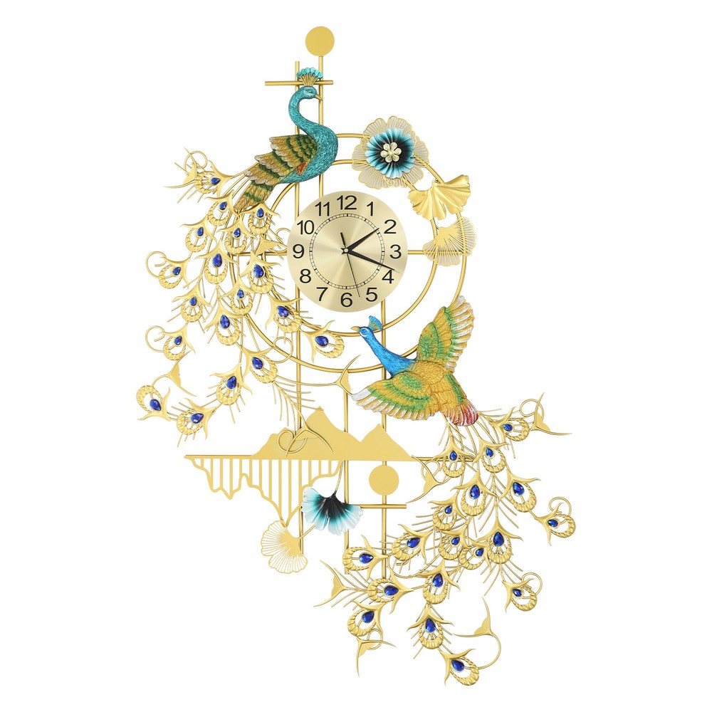 Modern Peacock Wall Clock, Large Art Wall Clock, Peacock Wall-mounted Clock