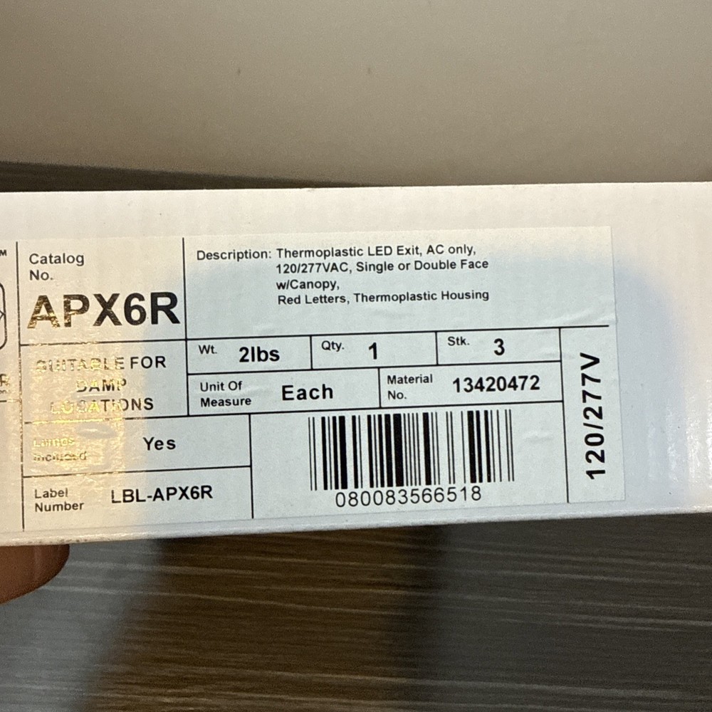 All-Pro Thermoplastic Self Powered Emergency Exit Sign APX6R