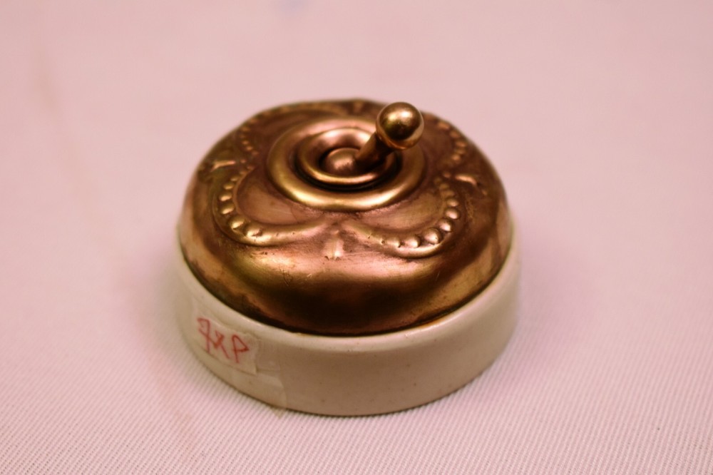 Antique Crabtree Brass Toggle Switch Ceramic Base 1920s British Wall Light "RA11