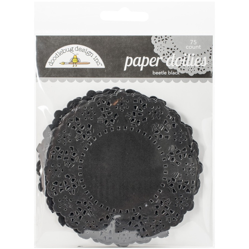 Doodlebug DD-4462  Doilies 4.5" 75/Pkg-Beetle Black