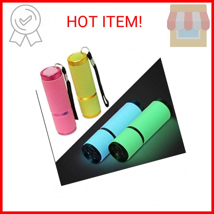 AHIER 9 LED Glow in Dark Flashlights, 4 Pack Rubber Coated Small Flashlights wit