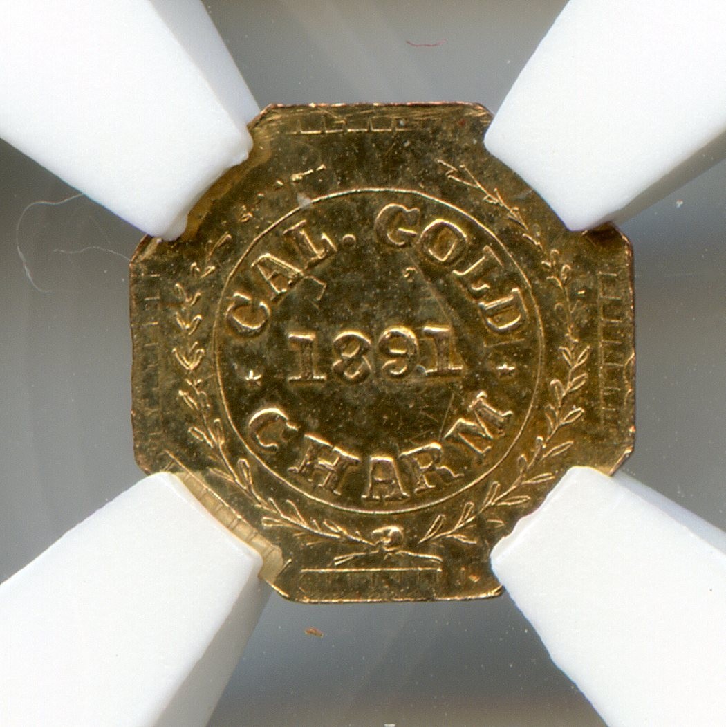 R8 - 1891 California Fractional Gold, Arms of Calif, W#2 / NGC MS63 POP 3 RARE!