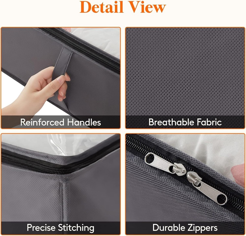 95L 4 Pack Under Bed Storage Containers, Large Capacity Blanket Storage Bags ...