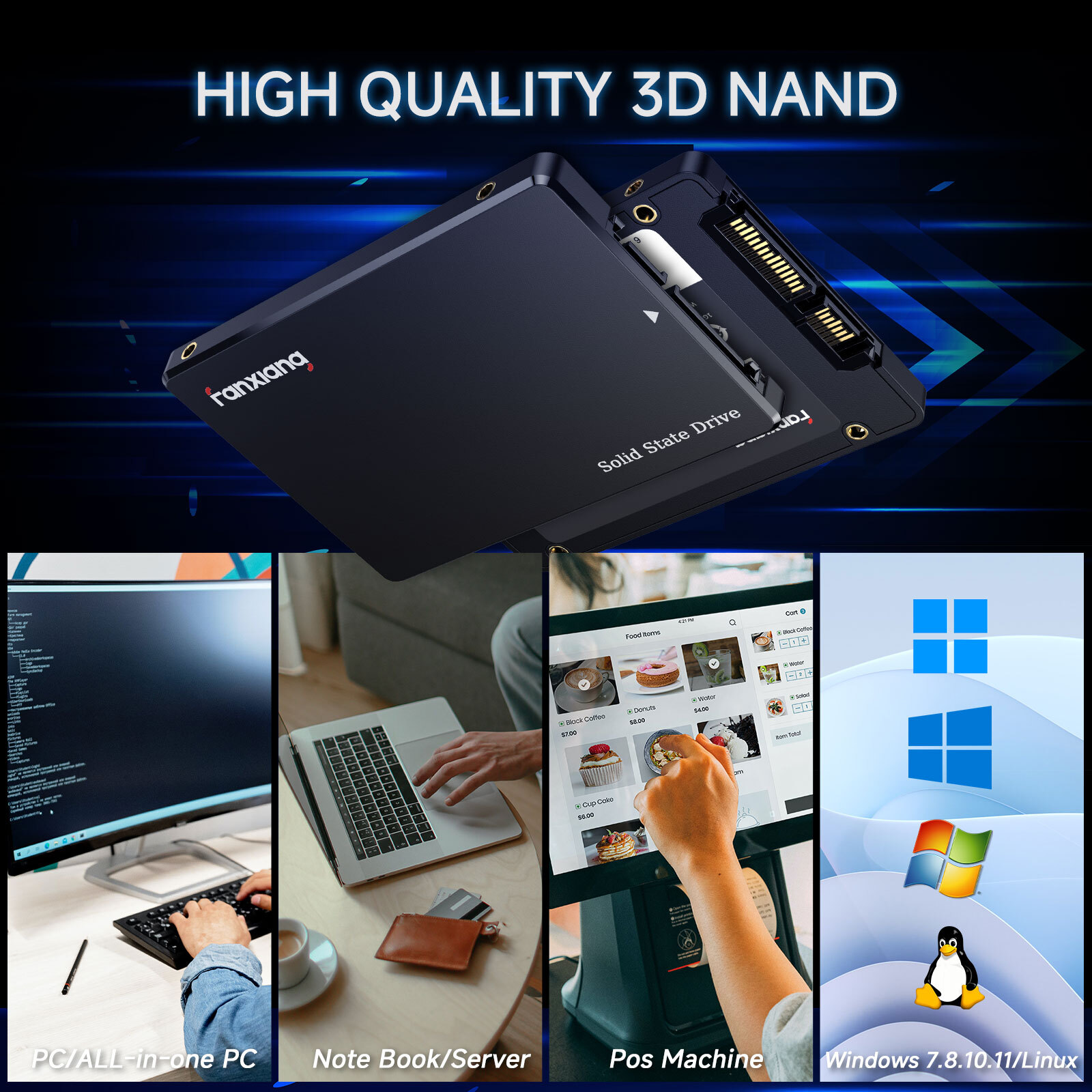 Fanxiang 1TB 2TB 4TB SSD 2.5'' SATA III 560MB/s Internal Solid State Drive LOT