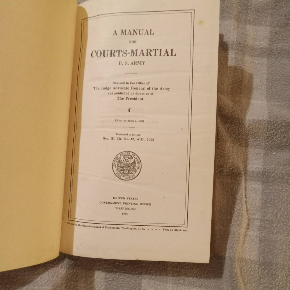 1928 US Army Courts Martial Book