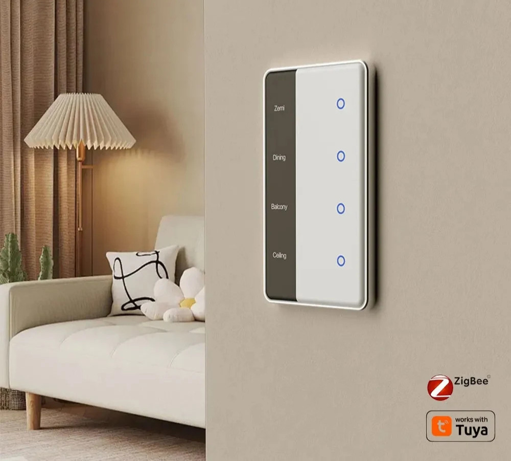 Smart Touch Light Switch DIY Name Wall Switch Tuya Home Assistant Alexa Zigbee