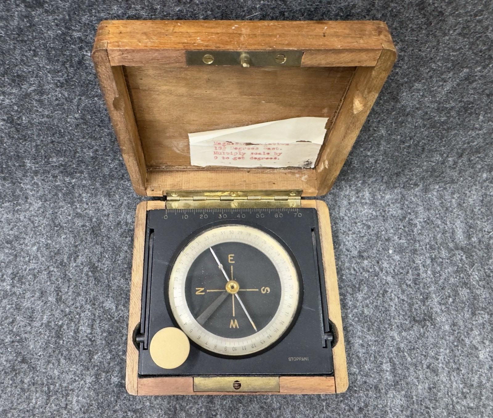 Antique Stoppani Engineering / Transit Compass in Wood Box
