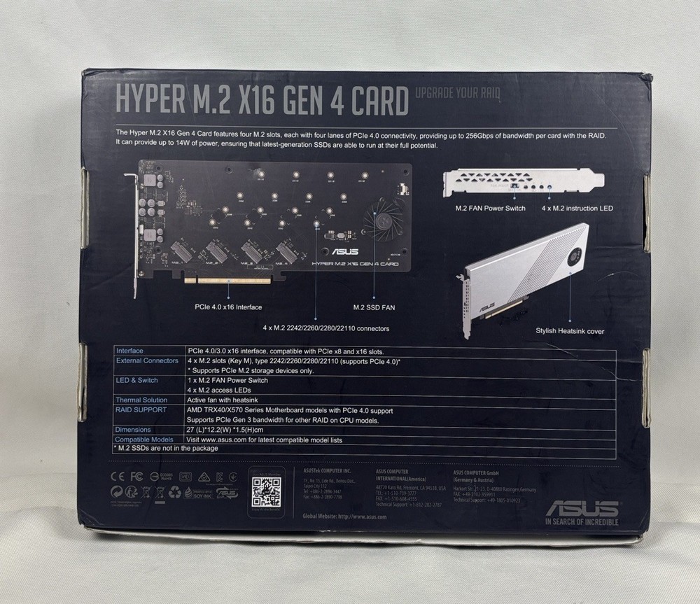 ASUS Hyper M.2 X16 PCIe 4.0 Expansion Card (UNTESTED)