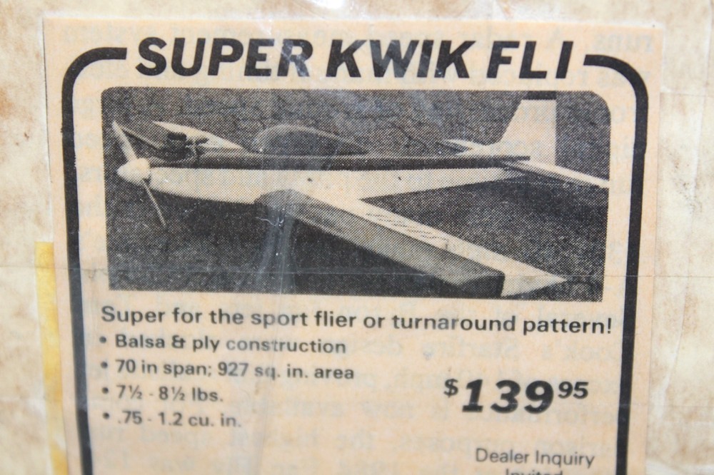 NIB SUPER KWIK FLI Balsa Kit