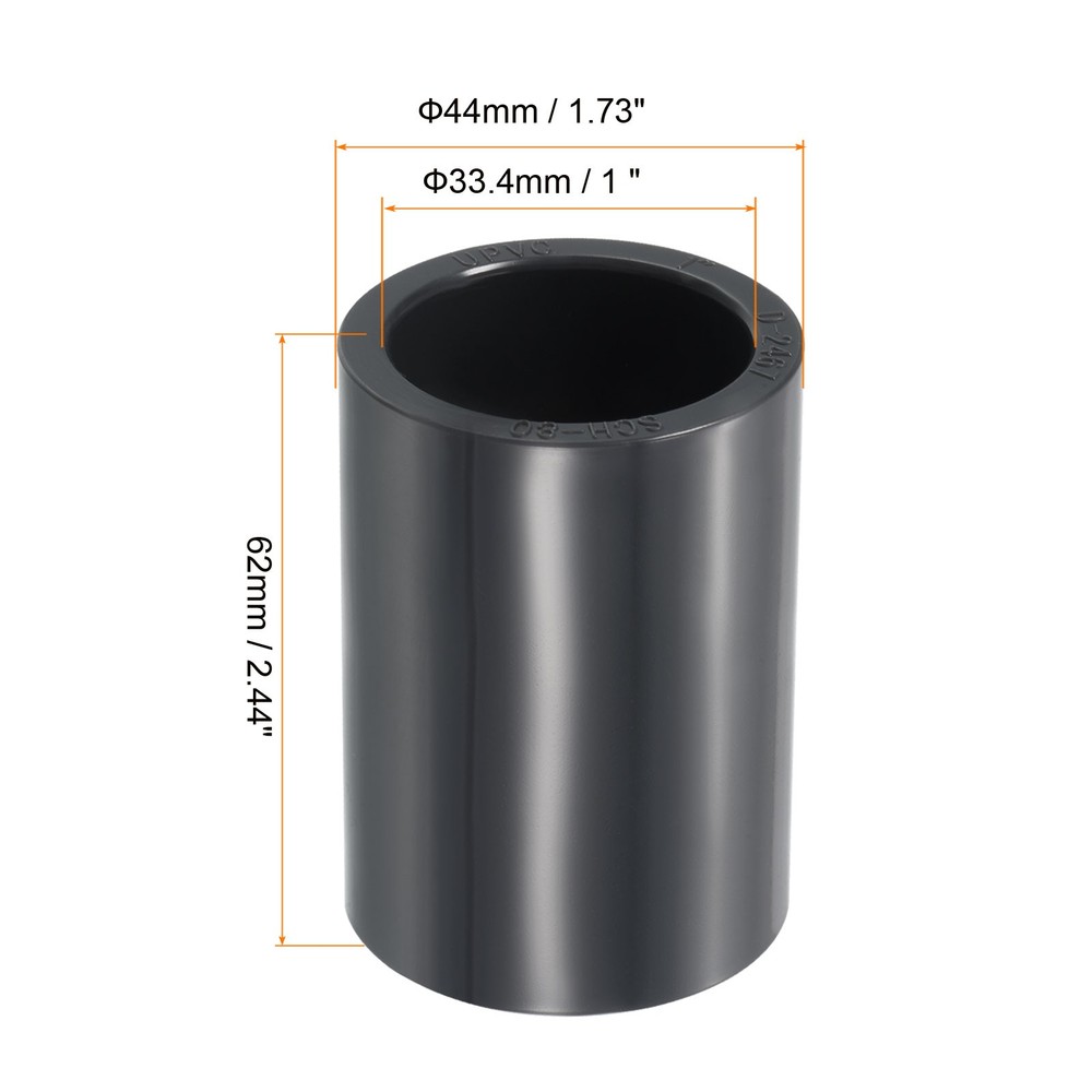 UPVC Pipe Fitting 1" Program Socket 80.5pcs Straight Joint Adapter, Grey