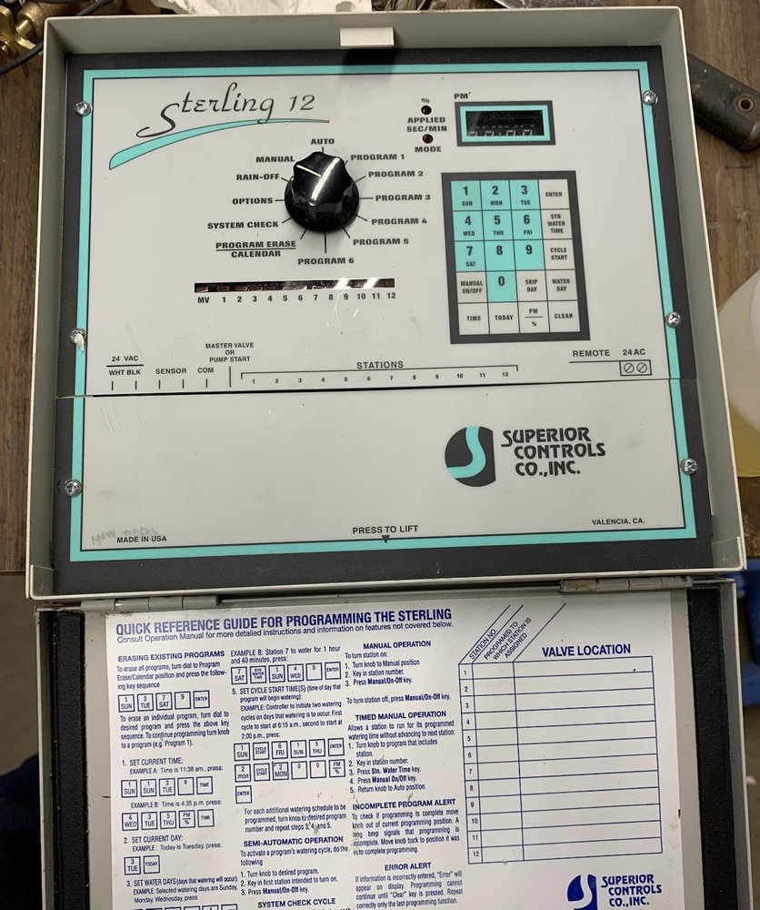 Superior Sterling 12 Station Irrigation Controller, Pre Owned  (Used)