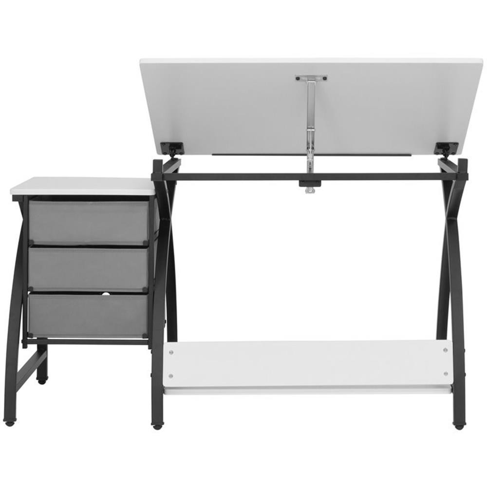 Studio Designs Comet Center Plus Drawing Table with Stool in Black and White