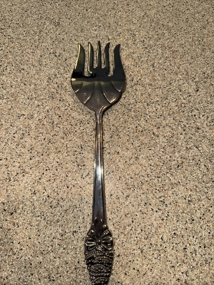 11.5” Silverplate Serving Fork w/ Christmas Tree & Bow Design on Handle Spode Lk