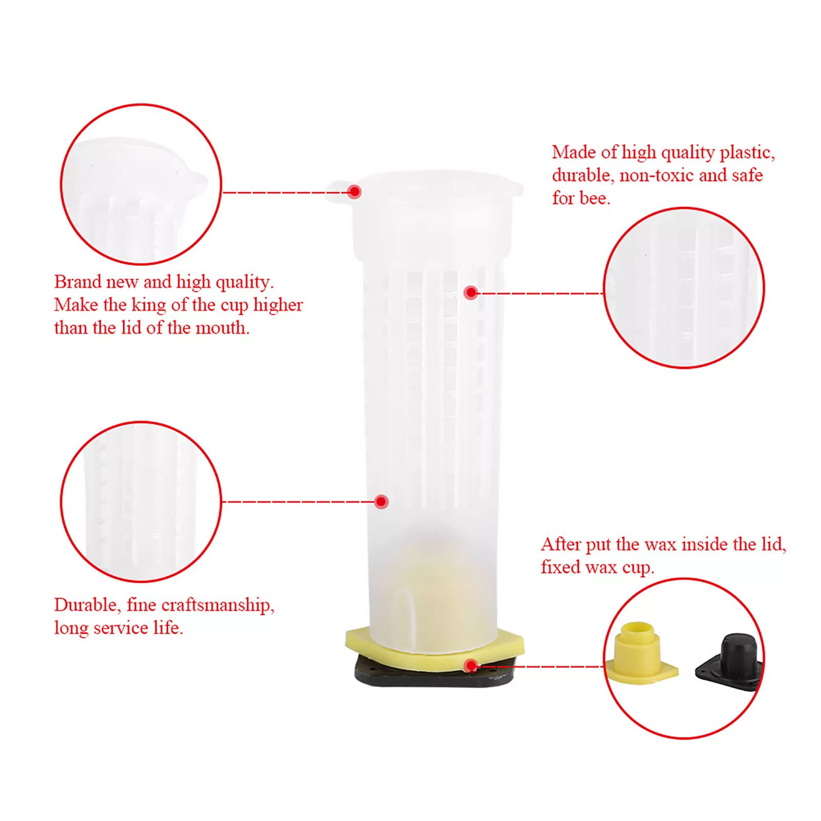 138X Beekeeping Rearing Cup Kit Bee Queen Cages Roller Beekeeper Equipment Tool