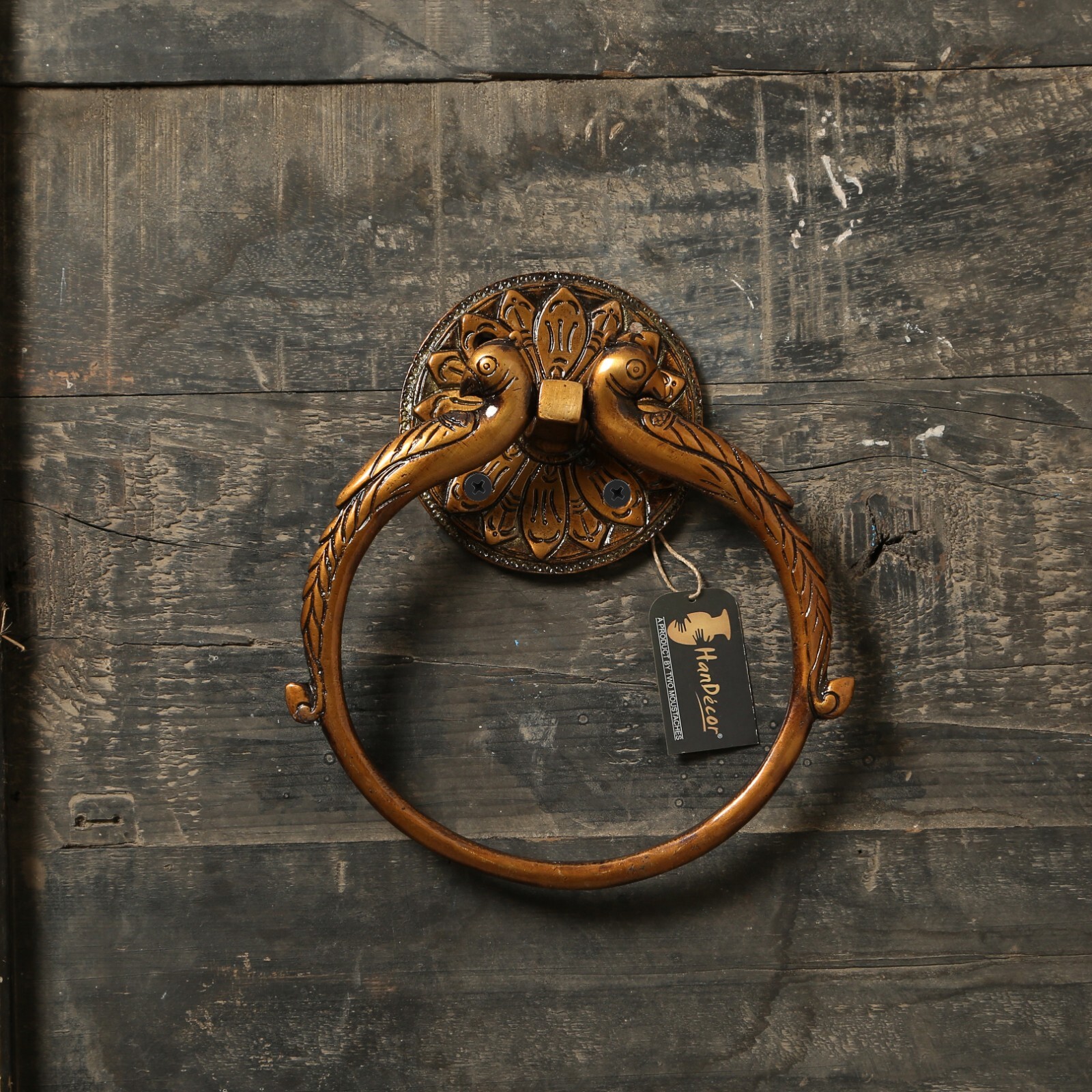 Twin Peacock Design Brass Towel Hanger, Brass Towel Holder