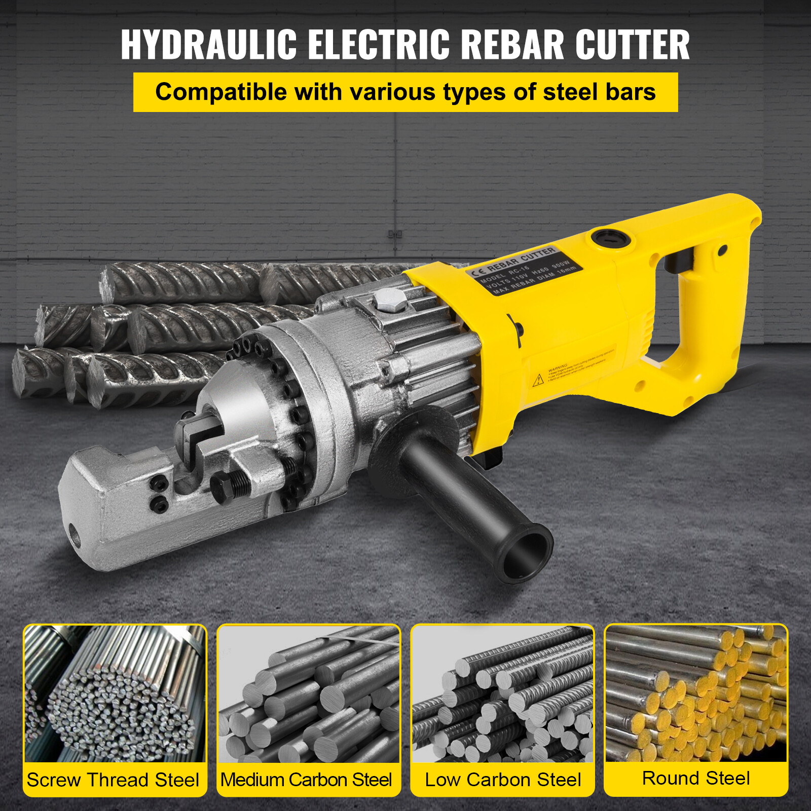 Rebar Cutter RC-16 5/8" Capacity Portable Electric Hydraulic 16mm Rebar Cutting