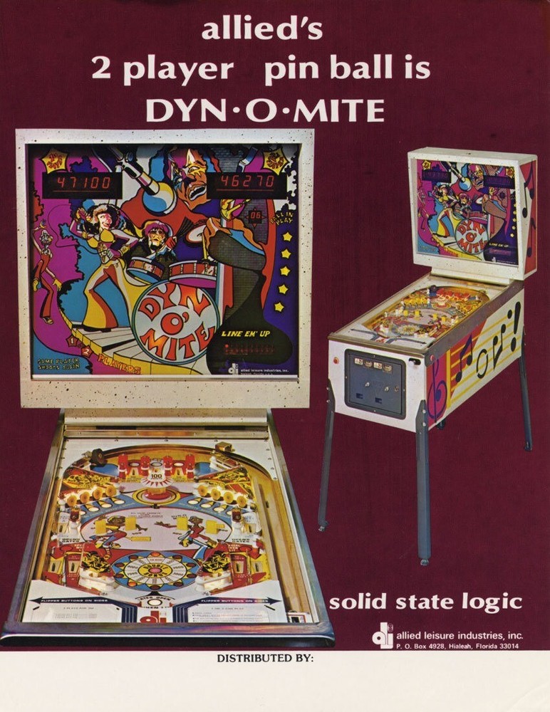 Dyn-O-Mite Pinball Machine Flyer / Original Brochure