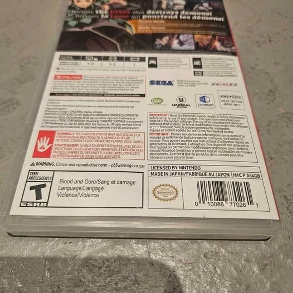 Nintendo Switch Demon Slayer Hinokami Chronicles CASE ONLY