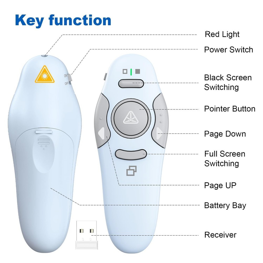 Presentation Clicker Wireless Presenter Remote Clicker for PowerPoint Present...