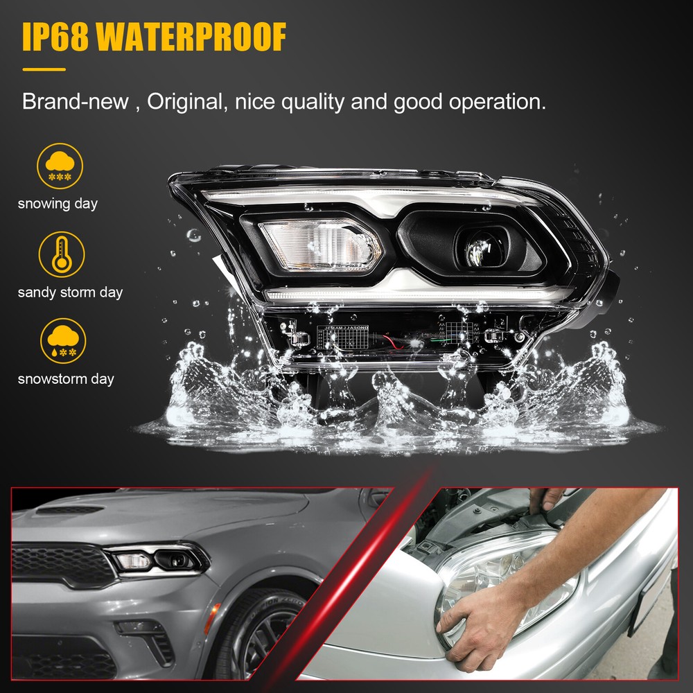 [LED DRL Type] Left Driver Side Headlight Assembly For 2021-2024 Dodge Durango