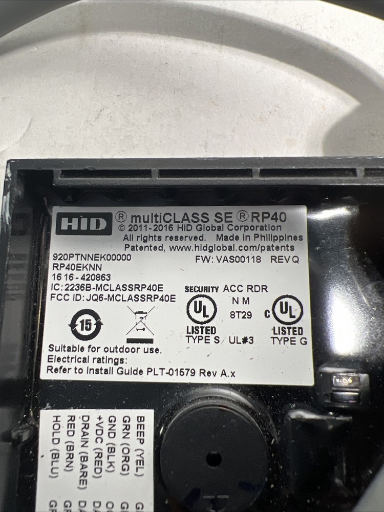 HID MULTI CLASS SE Model RP40E WALL SWITCH READER BLACK 920PTNNEK00000 Untested