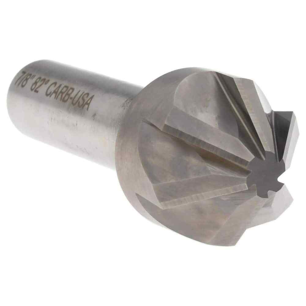 Hertel 7/8" Head Diam, 1/2" Shank, 6 Flute 82° Solid Carbide Countersink 2-3/...