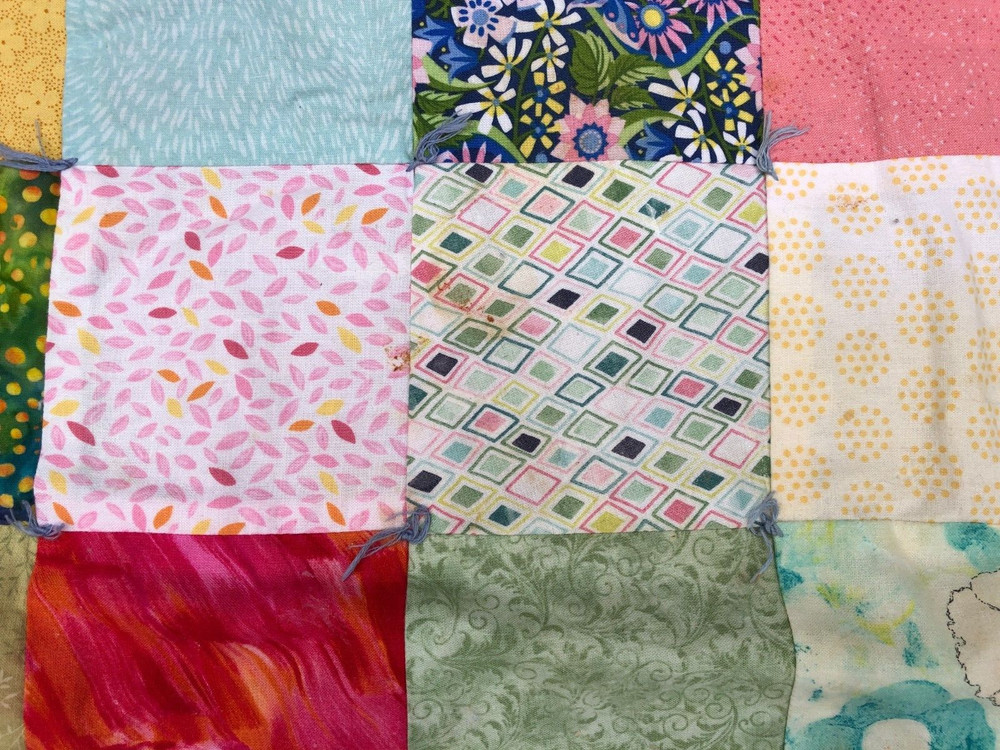 Handmade Childs Bed Size Patchwork Quilt 34.5 x 42