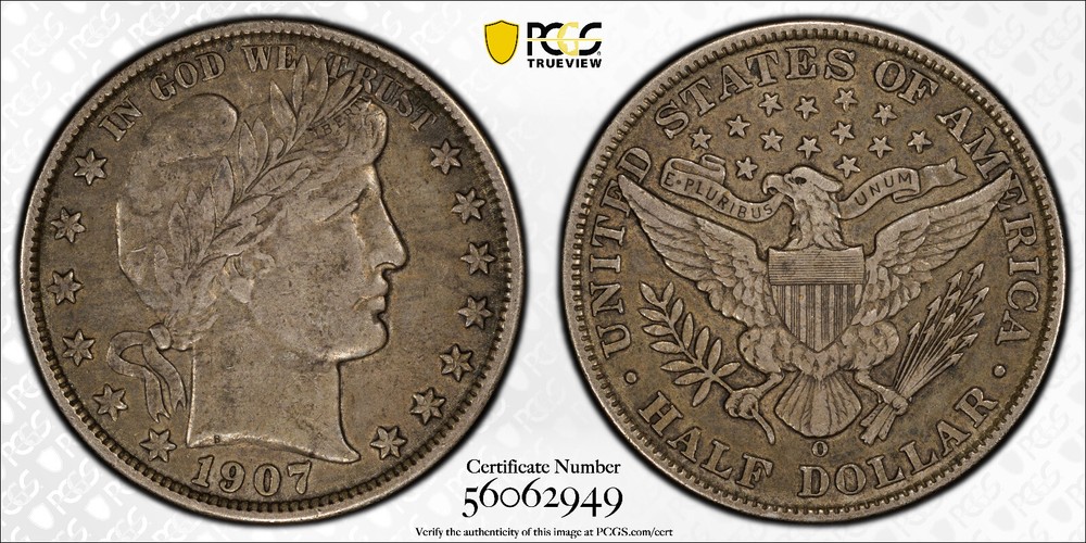 1907 O Barber Half Dollar ~ *Better Date* ~ Graded PCGS XF45