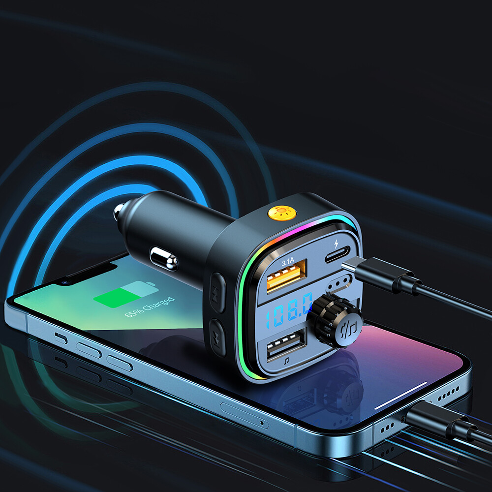 Bluetooth 5.0 Car Wireless FM Transmitter Adapter USB PD Charger AUX Hands LOT