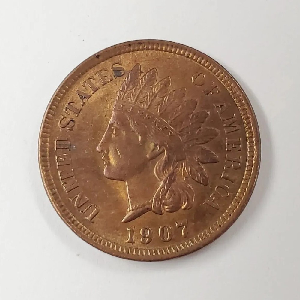 1907 India Head Penny Cent AU-UNC