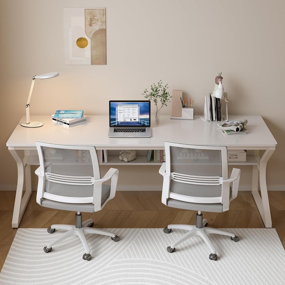 OSCHF Extra Long Desk 71in Double Writing Table Warm White
